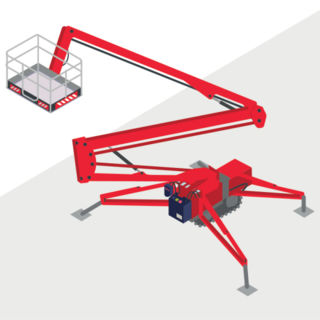 Utilisation d'une nacelle araignée pour la mise en place de filets en sous-face pour des travaux de couverture